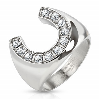 Bague homme en acier en forme de fer � cheval