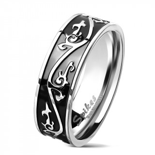 Bague homme en acier � liane tribale