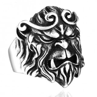 Bague homme en acier � t�te de singe mena�ant