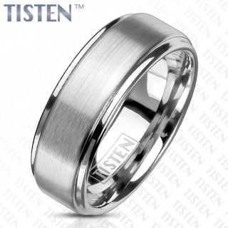 Bague homme en Tisten � bandeau bross� mat
