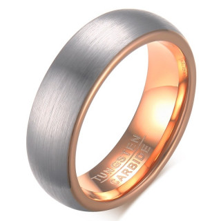 Bague homme en tungstene cuivr� poli et gris bross�