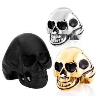Bague homme / femme t�te de mort en acier � orbites larges