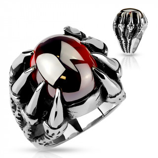 Bague homme goth-rock � orbe et griffes de dragons