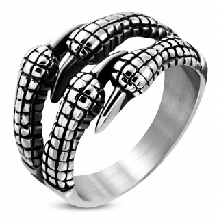 Bague homme gothique en acier � griffes de dragon
