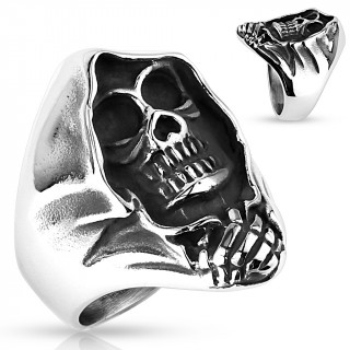 Bague homme gothique en acier repr�sentant La Mort