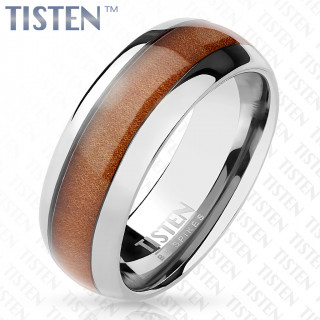 Bague homme tisten � bandeau bois vernis