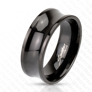 Bague homme titane noire � relief concave
