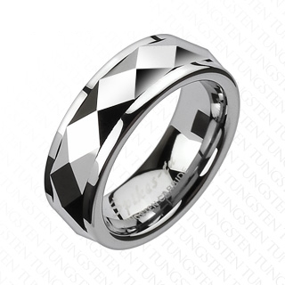 Bague homme en tungst�ne avec anneau anti-stress facett�