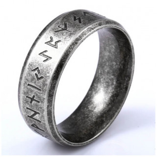 Bague homme viking en acier vieilli � runes