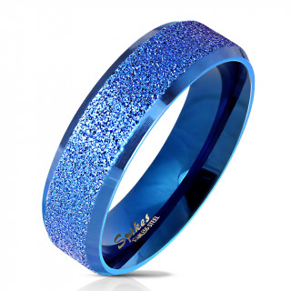 Bague mixte bleue � bandeau sabl�