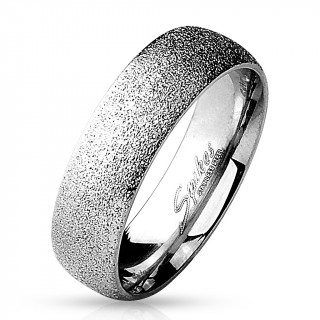 Bague mixte en acier argent� poli et sabl�