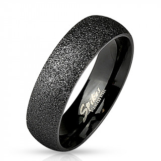 Bague mixte en acier noir poli et sabl�