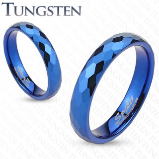 Bague mixte en tungst�ne bleue � facettes