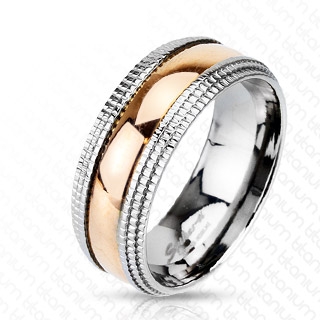 Bague mixte titane cuivr� � bords usin�s