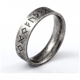 Bague viking homme � runes en acier vieilli