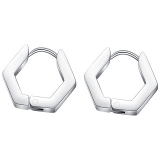 Boucles cr�oles homme hexagonales en acier (Paire)