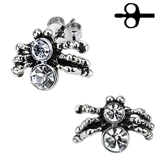 Boucles d'oreilles acier araign�e sertie