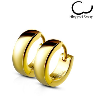 Boucles d'oreilles homme bomb�es dor�es en acier (paire)