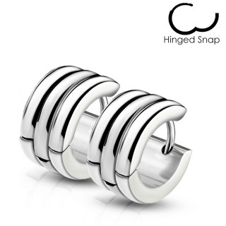 Boucles d'oreilles homme cannel�es en acier (paire)