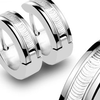 Boucles d'oreilles homme courbures grav�es