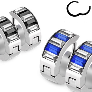 Boucles d'oreilles homme Duo de pierres rectangulaires