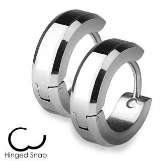 Boucles d'oreille acier � bordures biseaut�es