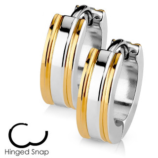 Boucles d'oreille acier � lignes lat�rales cuivr�es