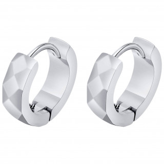 Boucles d'oreille homme � bandeau facett� en acier