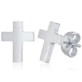 Boucles d'oreilles Croix argent�es acier (Paire)