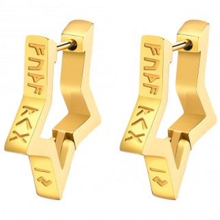 Boucles d'oreilles dor�es Pentacle � runes vikings en acier