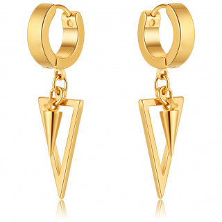 Boucles d'oreilles dor�es � triangle et pointe suspendues en acier (Paire)