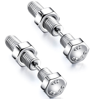 Boucles d'oreilles en acier � boulon et �crou (Paire)