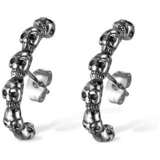 Boucles d'oreilles gothiques acier � arc de cranes (Paire)