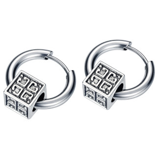 Boucles d'oreilles homme acier � cube myst�rieux (paire)