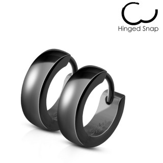 Boucles d'oreilles homme bomb�es noires en acier (paire)