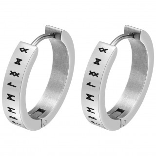 Boucles d'oreilles homme fines � Runes Vikings en acier
