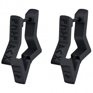 Boucles d'oreilles noires Pentacle � runes vikings en acier