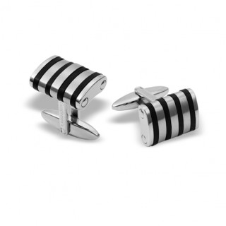 Boutons de manchette acier rectangulaires � rainures caoutchouc
