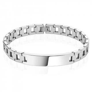 Bracelet-gourmette homme argent� en tungst�ne � maillon en "Y"