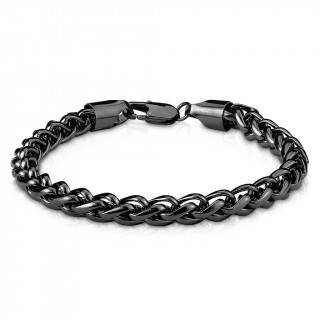 Bracelet homme � maille style spiga en acier noir
