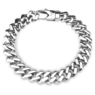 Bracelet homme en acier � larges maillons carr�s