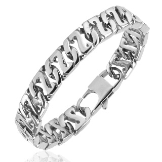 Bracelet homme en acier � maillons en "Z"