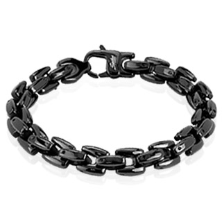 Bracelet homme en acier noir � mailles carr�es