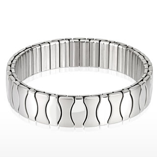 Bracelet homme en acier stretch � barrettes ondul�es