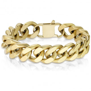 Bracelet homme chaine large dor�e matte � maillons ovales