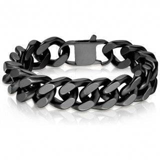 Bracelet homme chaine large noire � maillons ovales