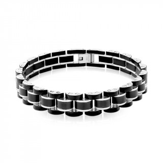 Bracelet homme chenille � maillons noirs en acier