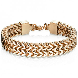 Bracelet homme double chaine � maillons en V - Cuivr�