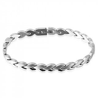 Bracelet homme en acier mat et poli � mailles en �pis