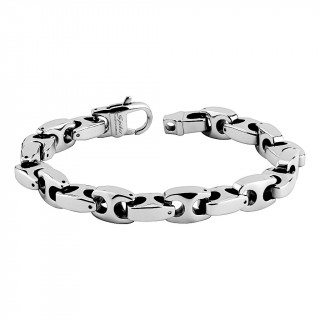 Bracelet homme en tungst�ne argent� � maillons "ancre marine"